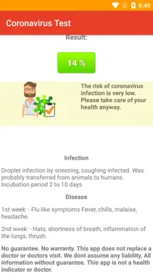 Coronavirus Test android App screenshot 3